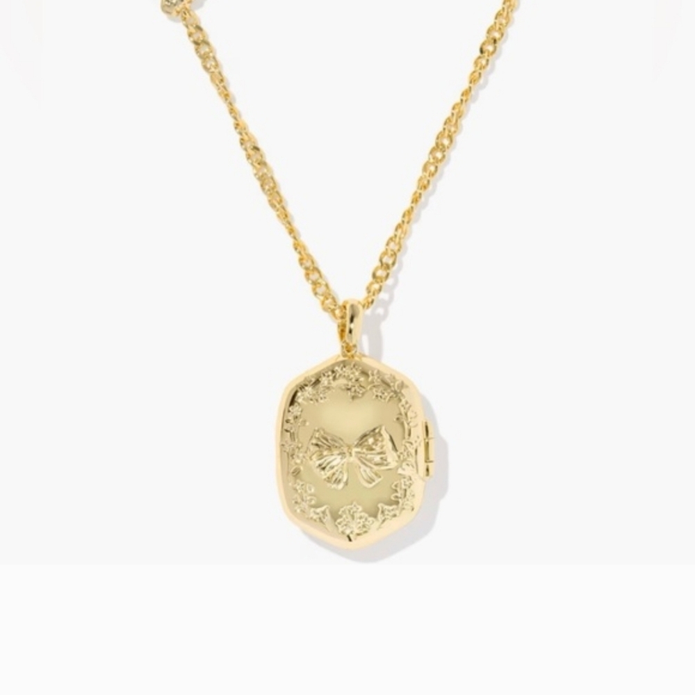 NWT LOVESCHACK FANCY X KENDRA SCOTT DAPHNE GOLD LOCKET NECKLACE Reversible!! - Picture 4 of 4